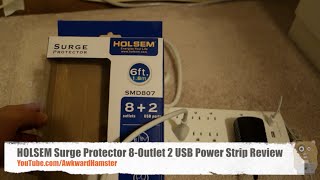 HOLSEM Surge Protector 8 Outlet 2 USB Power Strip Review [upl. by Child]