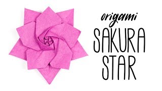 Origami Sakura Star Tutorial Ali Bahmani  Paper Kawaii [upl. by Kaya11]