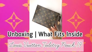 Unboxing Louis Vuitton Toiletry Pouch 19What fits inside [upl. by Krys334]