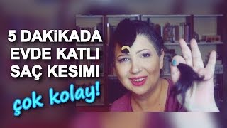 Evde Kolay Katlı Saç Kesimi [upl. by Neelyam]