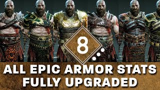 God of War  All Epic Armor Sets  Fully Upgraded Stats Showcase and How to Get The Best Epic Armor [upl. by Kery]