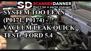 System Too Lean P0171 P0174  Vacuum Leak Quick Test  Ford 54 [upl. by Bibby]