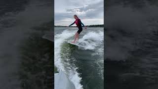 Wake surfing behind 2019 Yamaha AR195 with Hydrophase Ridesteady speed  cruise control [upl. by Itsud]