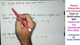 MCQS Analytical Chemistry Multiple Choice QuestionsConcentrationsSolutionsPARTIII BY Saad Anwar [upl. by Stephi]