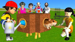 Scary Teacher 3D vs Squid Game Trying Catch Rodent Mouse in Wooden Pipe to Cage 5 Times Challenge [upl. by Jose]