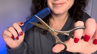 ASMR  Hair spraying combing and cutting ✂️ [upl. by Teragram487]