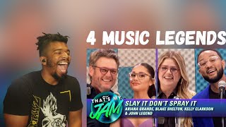 DTN Reacts Slay It Don’t Spray It w Ariana Grande Kelly Clarkson Blake Shelton amp John Legend [upl. by Marja546]