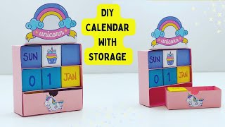 DIY MINI PAPER DESK CALENDAR 2023 with Storage Drawer  DIY Calendar  Paper Craft  Calendar Making [upl. by Onahpets]