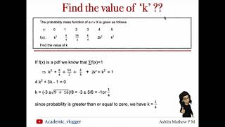 26 Question to find the constant k from the pmf [upl. by Schubert958]