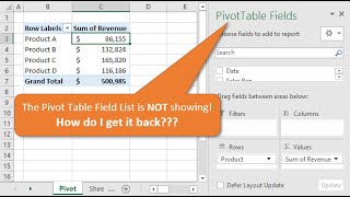 If The Field List Is Missing In Excel Heres How To Get It Back [upl. by Aldos]