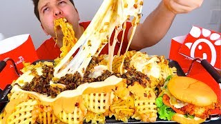 CHICKFILA ANIMAL STYLE WAFFLE FRIES • Mukbang amp Recipe [upl. by Ladnek]