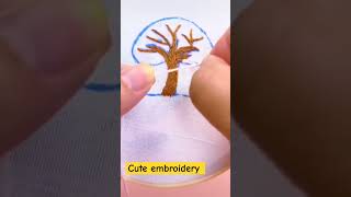 Very beautiful easy cute embroidery tutorial for embroiderers embroidery treeembroidery [upl. by Yecart461]