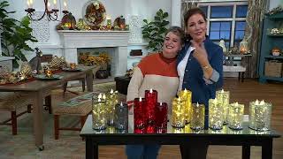 Set of 3 Illuminated Crackle Glass Candles by Valerie on QVC [upl. by Arinaj503]