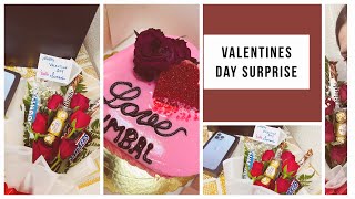 Husband ny diya Valentine’s Day py Surprise 🙈 Memorable Day  Lots of Gifts Cake trending [upl. by Neelhsa342]