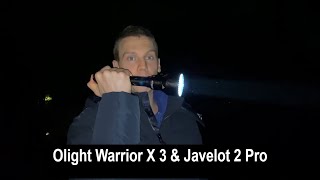 Tactical Flashlight Olight Warrior X 3 vs Javelot 2 Pro Unboxing Test Video [upl. by Nodnal]