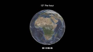 Rotating Earth in real time 15° per hour [upl. by Airotkciv859]