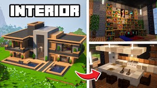 Large Modern House INTERIOR  Minecraft Tutorial [upl. by Enoitna848]