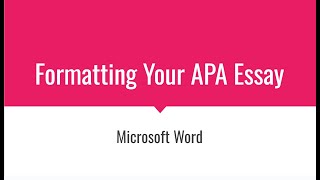 Formatting Your APA Essay Microsoft Word [upl. by Savory]