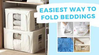 Folding Hacks For Fitted Sheets ComfortersDuvets In Just 1 Minute [upl. by Drhcir]