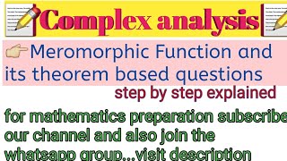 Part2 examples of Meromorphic functions quotMeromorphic function and its theorem based questions quot run [upl. by Janette200]