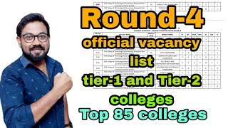 Round4 official vacancy list  Tier1 Tier2 collegesTop 85 colleges [upl. by Mahseh128]