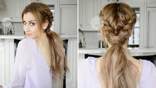 Messy Braided Boho Ponytail Hairstyle  Fancy Hair Tutorial [upl. by Eduj]