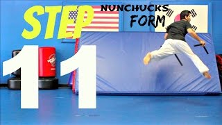 NUNCHUCK NUNCHUCKS FORM STEP 11 STRIKES TECHNIQUES SKILLS KICKS TUTORIAL MOVES [upl. by Asirret456]