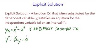 Differential Equations Explicit Solution [upl. by Ariajay292]