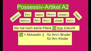 PossessivartikelÜbung A2 Nominativ Akkusativ amp Dativ [upl. by Padraic]