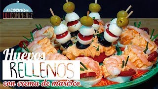 Receta de Huevos rellenos de crema de marisco Riquísimos y súper fáciles  Loli Domínguez [upl. by Idette146]