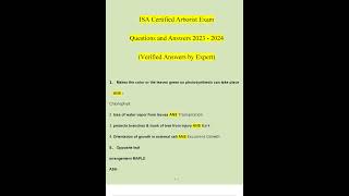 ISA Certified Arborist Exam Questions and Answers 2023 2024 Verified Answers by Expert [upl. by Ikkaj]