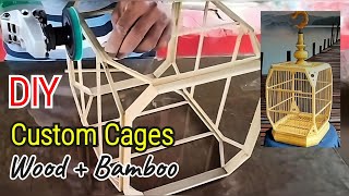 Unique cage Custom Bird Cages Combination of Wood and Bamboo  DIY cages [upl. by Chrisse]