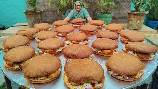 BIG BURGERS  Indian Style Giant burger recipe  Street Food  Veg village food [upl. by Earla]