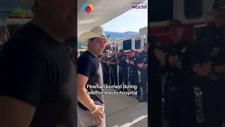 Firefighter burned by wildfire leaves hospital shorts [upl. by Benisch895]