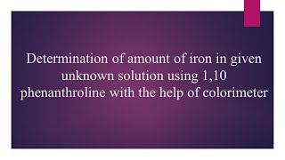 Determination of Iron [upl. by Charteris]