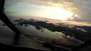 Wideroe Dash 8300 cockpit view landing Florø Norway [upl. by Lavern397]