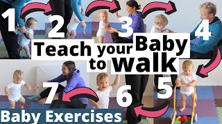 How to teach your baby to walk in 7 steps ★ 912 months ★ Baby Exercises Activities amp Development [upl. by Wainwright]