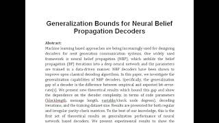 Generalization Bounds for Neural Belief Propagation Decoders [upl. by Acinimod]