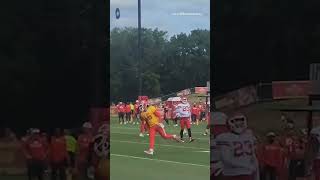 Patrick Mahomes throws behindtheback pass at Chiefs camp shorts [upl. by Weaver143]