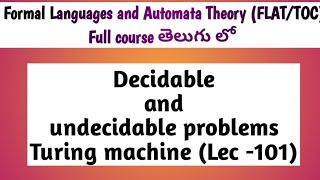 decidable and undecidable problems in Turing machine [upl. by Stearn]