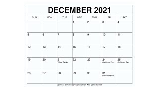 Printable December 2021 Calendar Templates with Holidays  Wiki Calendar [upl. by Alleb]