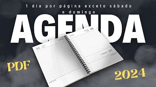 Agenda PDF 2024 para Imprimir  Diária Exceto Sábado e Domingo [upl. by Ardnahsal]