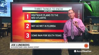 AccuWeather Daily  Heat wave in the Plains and midAtlantic rain in southern Texas [upl. by Gilburt10]