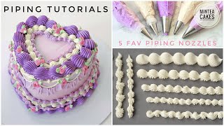 Vintage Cake Piping Techniques amp Tutorial 5 MustHave Nozzles for Beginners [upl. by Notnert]