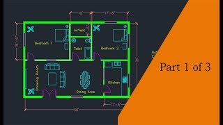 Making a simple floor plan in AutoCAD Part 1 of 3 [upl. by Klara]