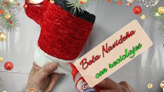 BOTA DE SANTA CLAUS con RECICLAJES🎄christmas decorations 2022 [upl. by Winston]