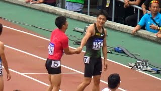 男子100m決勝 山縣亮太1001 桐生祥秀1022 00 2018全日本実業団 [upl. by Nairbo]