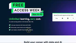 DataCamp Free Access Week Runs Nov 4 10 2024 CLOSED [upl. by Sioux]