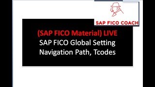 SAP FICO Material SAP FICO Global Setting T codesNavigation path Material SAP FICO Coach [upl. by Ungley]