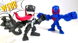 Marvel Super Hero Mashers Micro SPIDERMAN 2099 vs VENOM Action Figure Review [upl. by Scheld444]